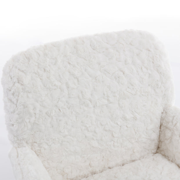 A&A Furniture Rabbit Hair Office Chair With Golden Base, Adjustable